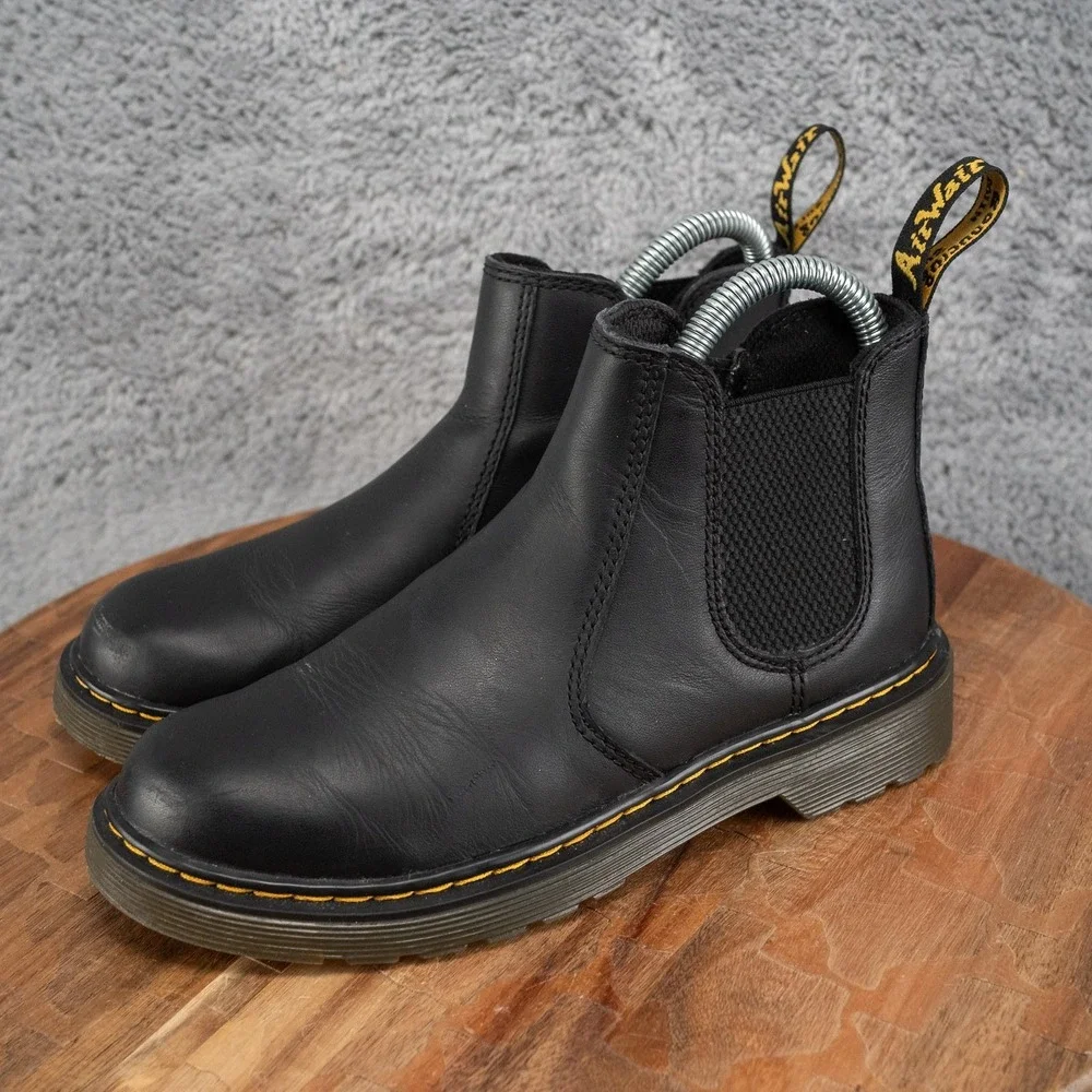 Dr. Martens 2976 J Chelsea Boots Kids Size 3 Black Leather Side Zip